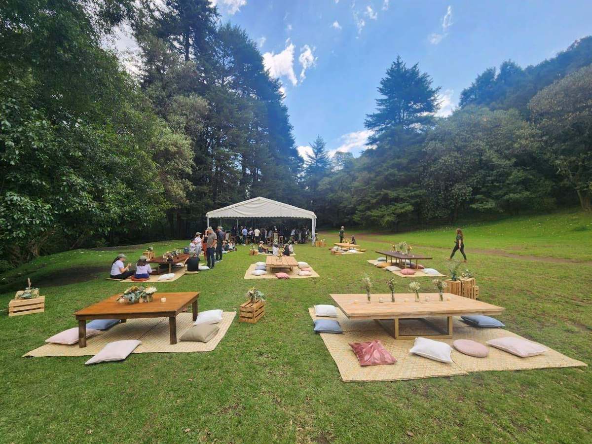 Montaje de comida en el bosque de La Cañada